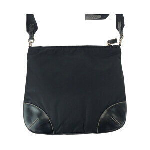 Prada nylon black leather bag triangular shoulder pochette plate logo